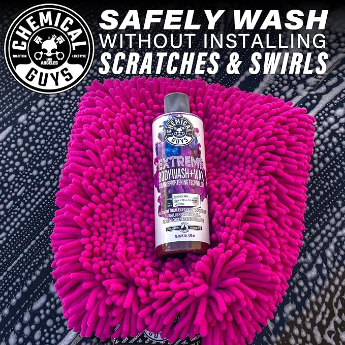 Chemical Guys Extreme Bodywash & Wax Foaming Car Wash Soap - Works with Foam Cannons, Foam Guns, or Bucket Washes for Cars, Trucks, Motorcycles, RVs, and More, Grape Scent - 128 oz (1 Gallon)