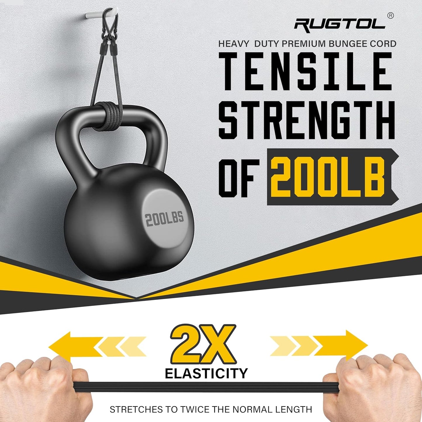 Adjustable Bungee Cords with Hooks, 6 Pack Heavy Duty Outdoor Carabiner Bungee Cord, Black Super Elastic Bungee Straps Easily Adjust from 7" to 80", Great for Cargo, Camping, Bike Racks, Tents