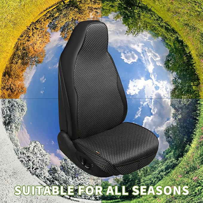Auto Newer Car Seat Cover,Breathable Front Car Seat Cushion,Comfortable Car Seat Protector,Anti-Slip Full Wrap Driver Car Seat Protector with Storage Pocket,Universal All Seasons(Black,2PCS)