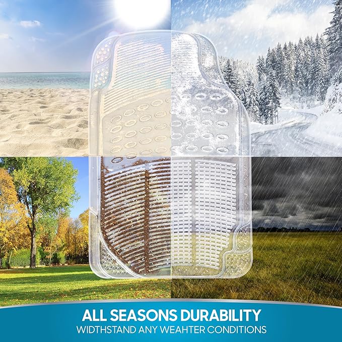 BDK 4-Piece Rubber Transparent Clear Floor Mats Heavy Duty for Front & Rear Car Truck Van SUV, All Weather Protection, Universal Fit