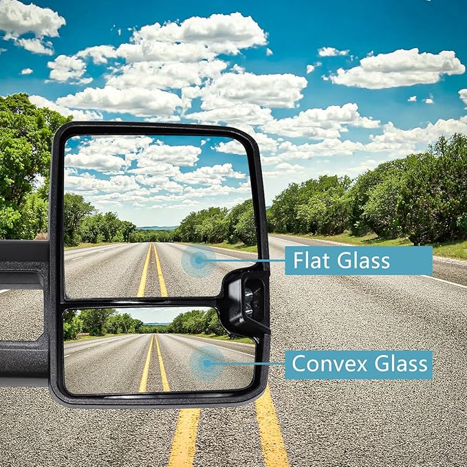 AERDM Towing Mirrors Compatible with Ford F150 2004 2005 2006 2007 2008 2009 2010 2011 12 13 2014 Power Heated with Smoke Signal and Puddle Light Tow Mirrors Pair set Pickup Truck Tow Mirrors Pair set