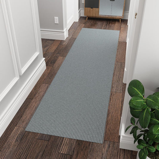 Ottomanson 2' x 10' Hallway Runner with Scraper Pile Extra Durable Non-Slip Rug Mat for Indoor & Outdoor Use - Ideal for Kitchen, Entryway, Patio & Garage - High-Traffic Carpet, Gray