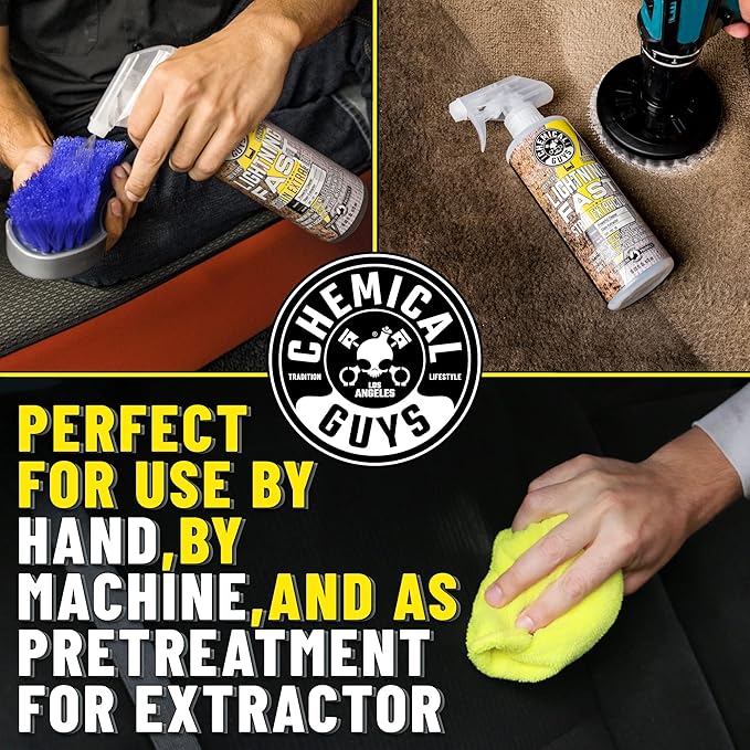 Chemical Guys Lightning Fast Carpet and Upholstery Stain Extractor - Fabric, Upholstery, and Carpet Cleaner, Safe for Cars, Home, Office, Furniture, and More, Unscented- 16 oz