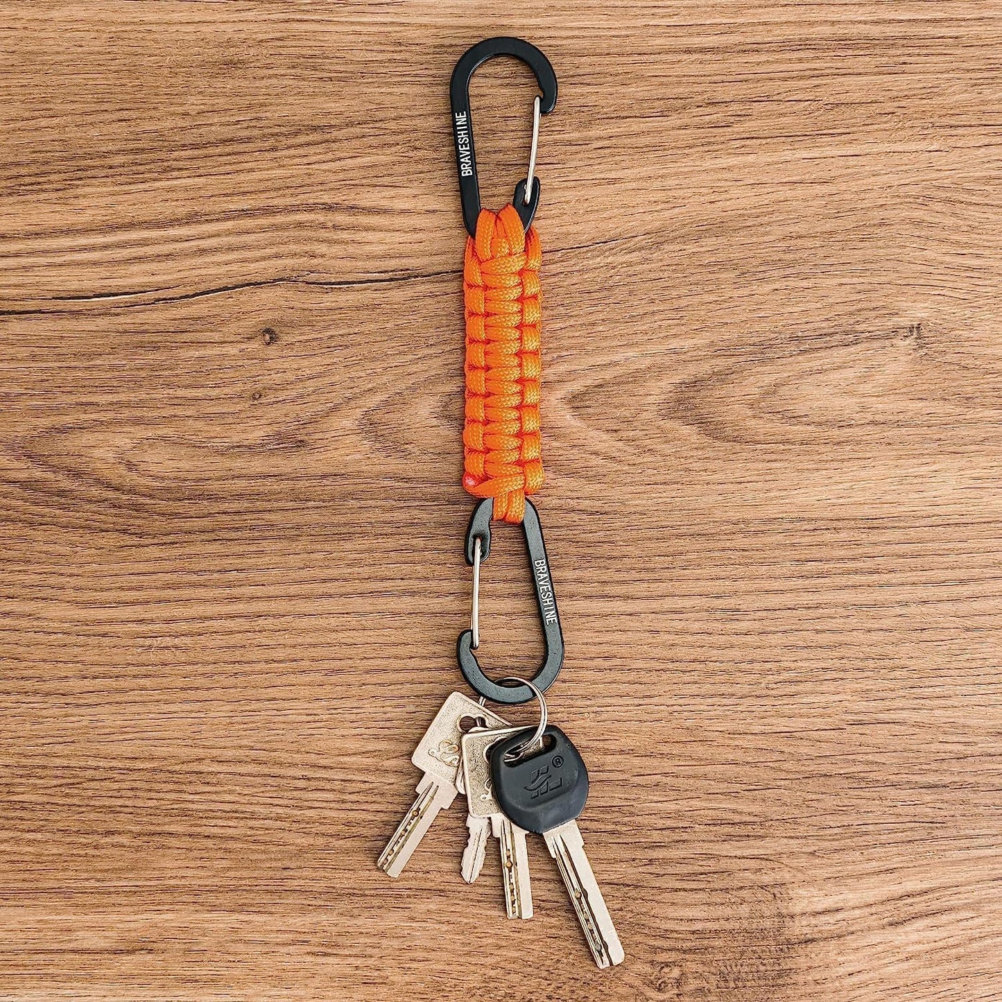 BRAVESHINE Paracord Keychain Carabiner Clip, D Ring Lanyard Hanger Stroller Hook for Water Bottle, Key, Backpacks, Men, Women