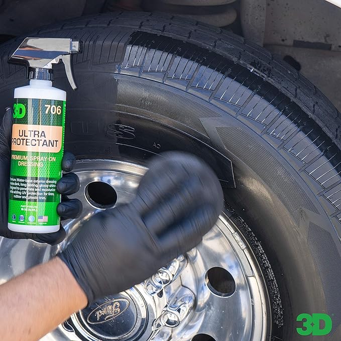 3D Ultra Protectant Tire Shine Spray – Water-Based High Gloss Tire Dressing | Long Lasting UV Protection for Rubber & Vinyl | No Sling | Made in USA |1 Gallon