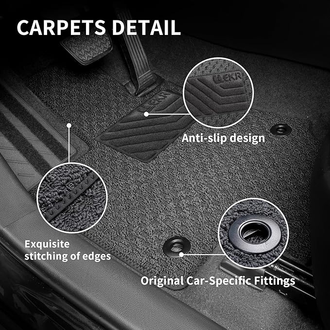 EKR Custom Fit Carpet Floor Mats for Toyota RAV4 2019-2024 2025 (Not for Hybrid)，0.3 Inch Thickness Rugs, Premium All Weather Anti-Slip Waterproof Floor Liners (Black Checkerboard)