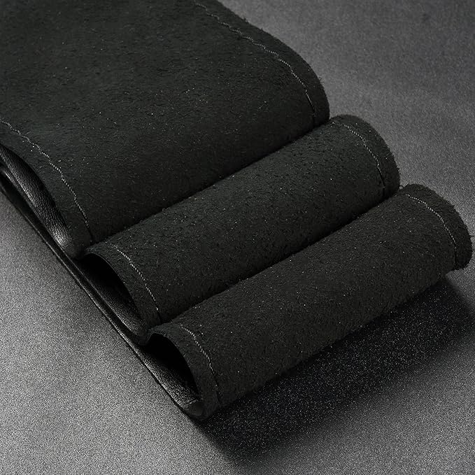 Top Genuine Leather Steering Wheel Cover Universal 15 Inch with Anti-Slip Design and Soft Padding,Steering Wheel Stitch on Wrap
