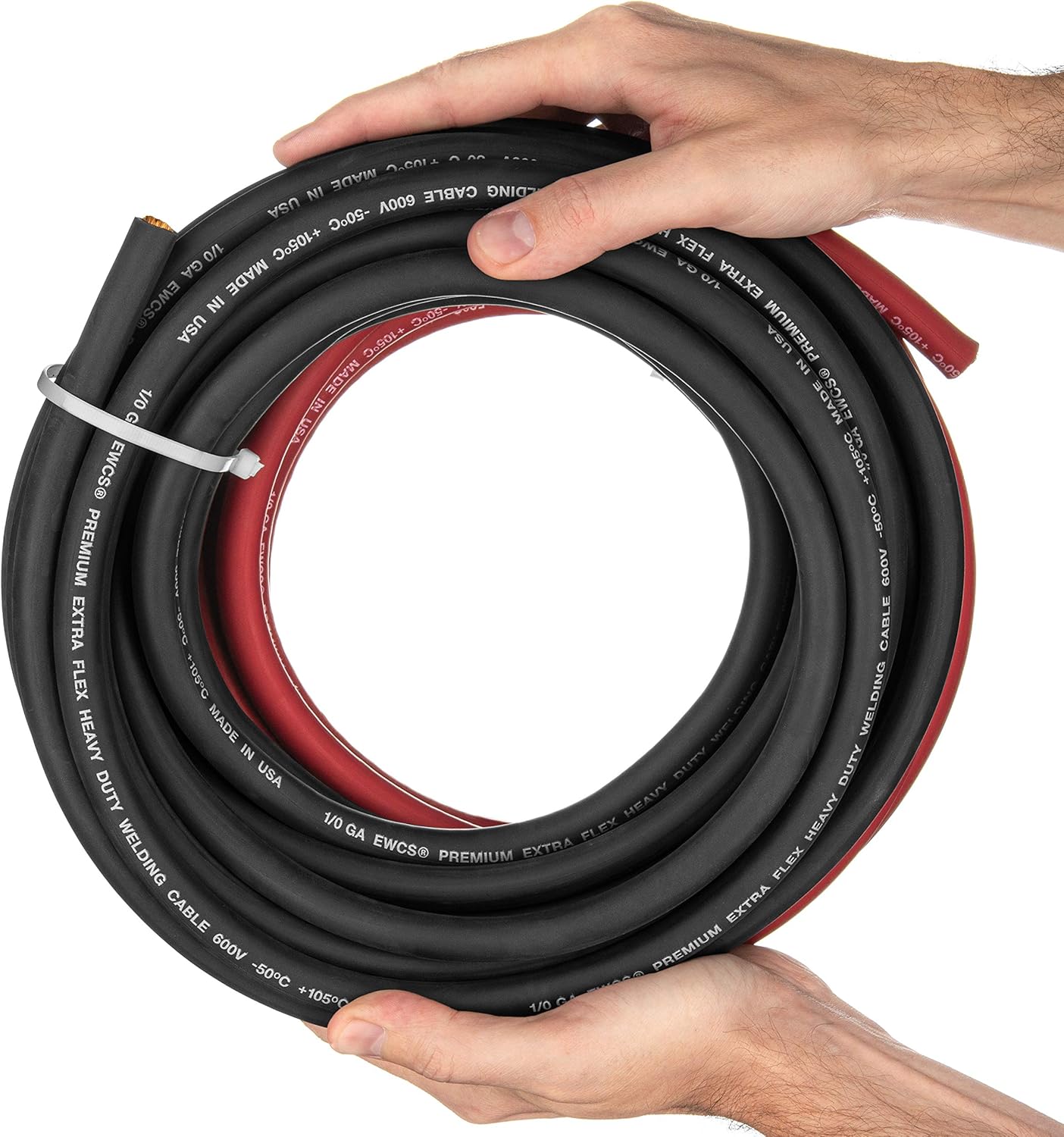 1/0 Gauge EWCS Brand - 15 Feet Each Black + Red - 100% Copper Premium Industrial Grade Extra Flexible Welding Cable 600 Volt Black+Red Combo Pack