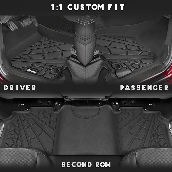 KARPAL Floor Mats for Ram 2500/3500 Crew Cab 2019-2025, TPE All-Weather Floor Liners 1st & 2nd Row Car Mats, Ram Accessories