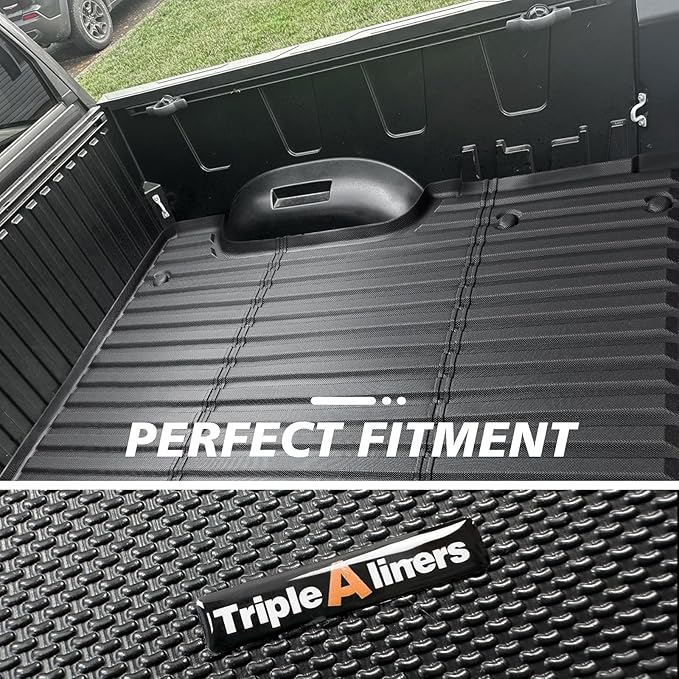 TripleAliners Truck Bed Mat Compatible with 2022 2023 2024 2025 2026 Toyota Tundra Accessories CrewMax 5.5FT Vehicle Perfectly Flush All Weather Protection TPE Heavy Duty Pickup Car Bed Cargo Mat