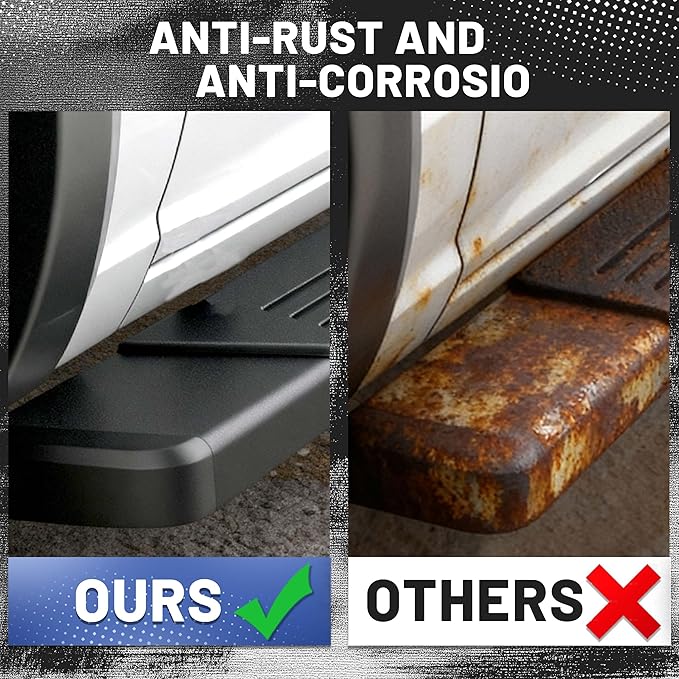 PZ 6.5" Running Boards Compatible with 2026 Dodge Ram 1500 Crew Cab New Body Style Black Aluminum Ridge Pattern Truck Side Steps Rails Nerf Bars(Only for 2026 Ram 1500 New Body Style)