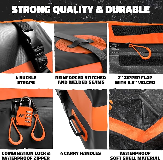 Mockins 20 Cu.Ft. Roof Cargo Bag for Top of Car | 53"x40"x17" All-Weather Rooftop Cargo Carrier Bag | Abrasion-Resistant Vinyl Car Top Carrier Without Roof Rack w/Mat, Straps, Hooks, Lock & Carry Bag