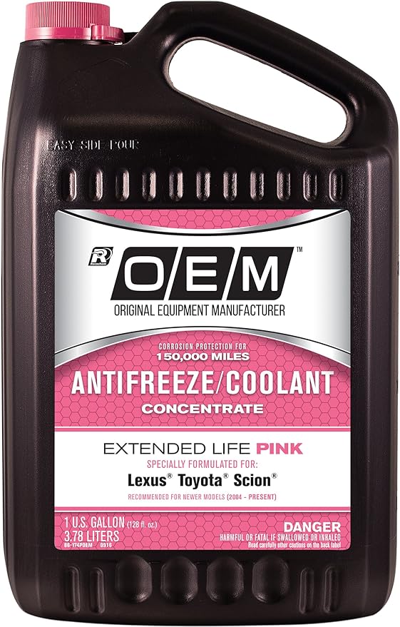 Recochem OEM 86-174POEM Pink Premium Antifreeze Concentrate Extended Life PINK, 1 gallon, 1 Pack , BROWN