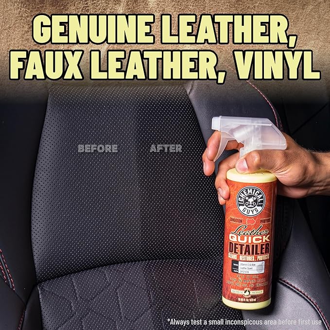 Chemical Guys Leather Quick Detailer for Car Interiors, Furniture, Apparel, Shoes, Sneakers, Boots, and More (Works on Natural, Synthetic, Pleather, Faux Leather and More), 32 fl oz