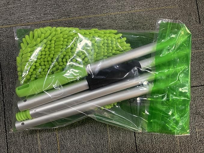 62" Car Wash Brush Mop Kit with Long Handle, 2 in 1 Chenille Microfiber Sponge Mitt Cleaning Detailing Duster for Washing Cars Truck SUV RV Caravans and Household(2 x Mop Head)