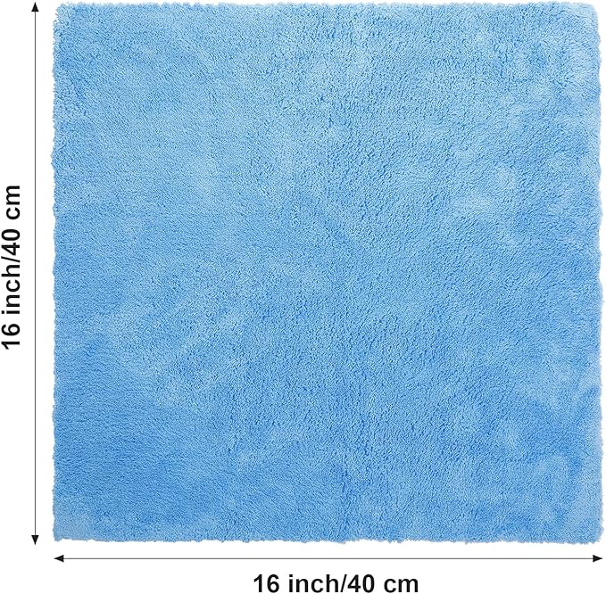 Shimeyao 30 Pcs 16 x 16 Inch Edgeless Microfiber Plush Towels for Cars Detailing Drying Wash Polishing Absorbent Cleaning Cloths, 500 GSM (16 x 16 Inch, Light Blue, 30 Pcs)