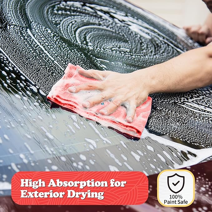 FIXSMITH Shop Towels, Red Microfiber Cleaning Cloth Bulk, 200 Pack Microfiber Towels for Cars, All-Purpose Absorbent Cleaning Rags, Dust Cloth for Automotive, Mechanic, Garage, Bar, 11.5 x 11.5 inch