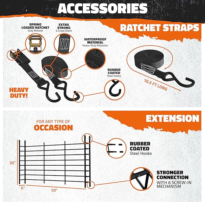 Mockins 90"x50"x6" XXL Heavy Duty Roof Rack Cargo Carrier for Top of Vehicle Storage | 250 Lbs. Cap Steel Car Roof Basket w/Straps | Weatherproof Rooftop Cargo Basket for SUV, RV, & Large Vehicles