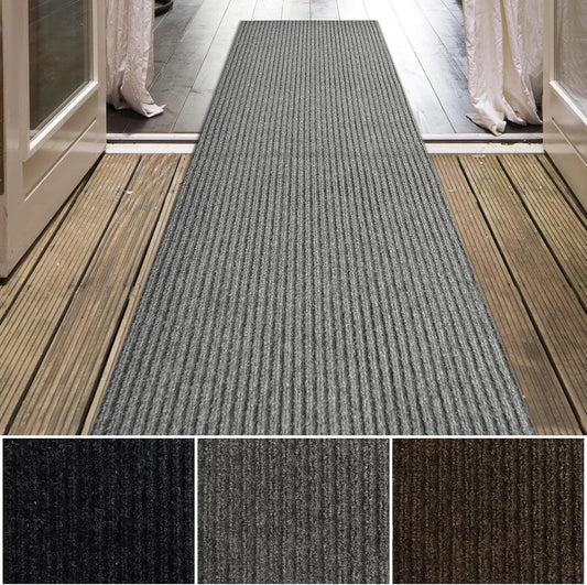 iCustomRug Spartan Weather Warrior Duty Indoor/Outdoor Utility Ribbed in 3ft,4ft,6ft Widths 70 Custom Sizes with Natural Non-Slip Rubber Backing 4'X8' in Grey