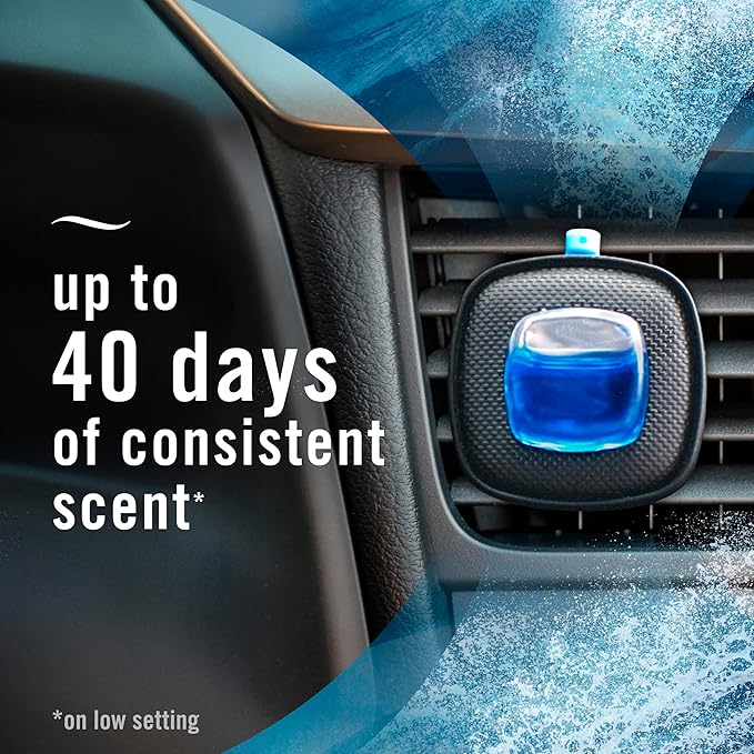 Febreze Car Ocean Scent Air Freshener Vent Clip, .07 oz. Car Vent Clip, Pack of 4