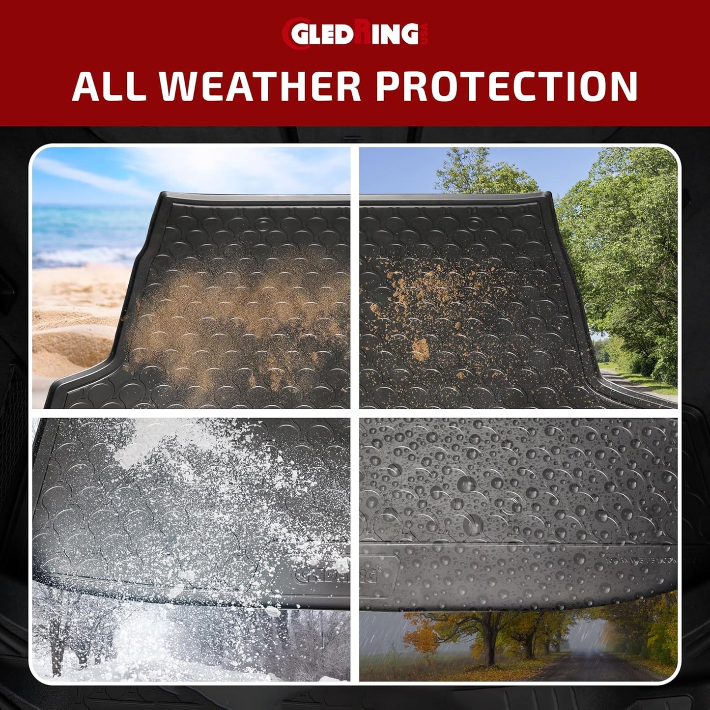 GledringUSA Custom Fit All-Weather Rubber Cargo Liner Intended for Rover Range Rover Evoque (L538) 2012-2018, No Trimming Required, Protects from Rain, Mud, & Snow