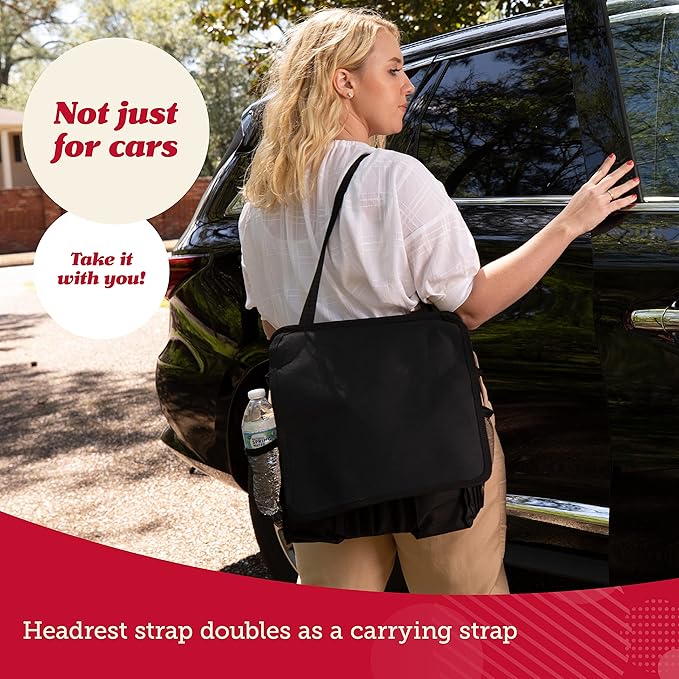 Lusso Gear Car Organizer for Front Seat or Car Seat, Ultra-Durable, One-Size-Fits-All Car Storage Organizers, Easily Keeps Supplies Secure & Upright, Premium Car Seat Organizer for Kids & Adults (Tan)