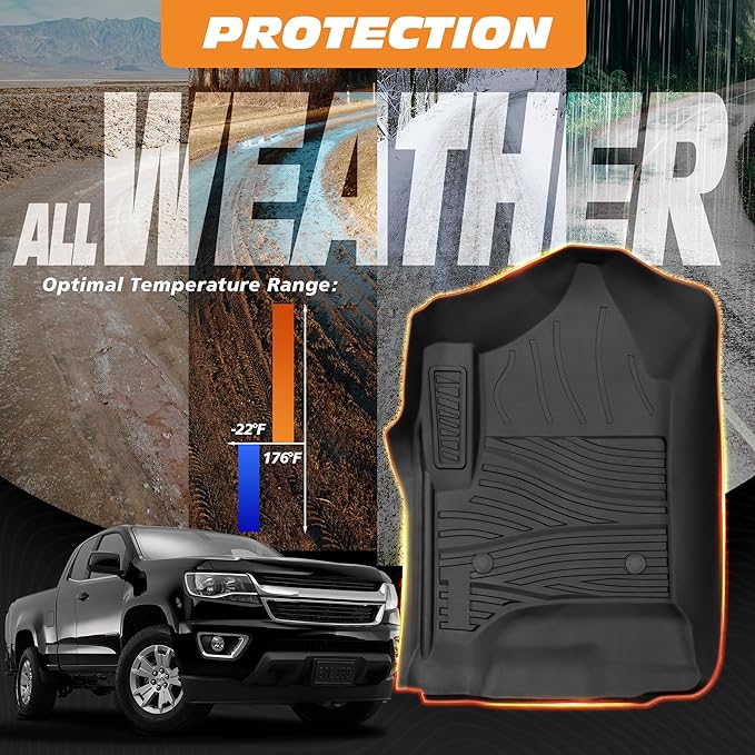 Floor Mats for 2014-2018 Chevrolet Silverado/GMC Sierra 1500 Crew Cab & 2015-2019 Chevy/GMC 2500HD/3500HD|Custom Fit|Front & Rear|Front Bucket|All-Weather Car Liners for Trucks