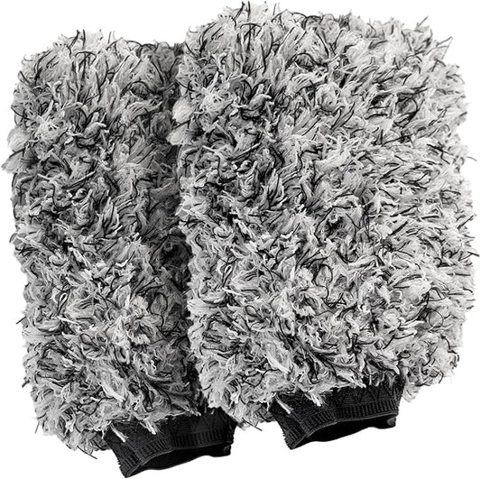 VIKING Car Wash Mitt, Premium Microfiber for Car Cleaning, Black and White, 10 inch x 8 inch, 2 Pack