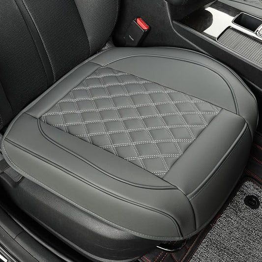 1 Pack Leather Front Car Seat Covers,Bottom Seat Covers for Cars,Driver Car Seat Cushion Cover,Luxury Seat Protectors,Waterproof,Full Wrap,for Most Vehicles,Sedan,Truck,SUV(Grey)