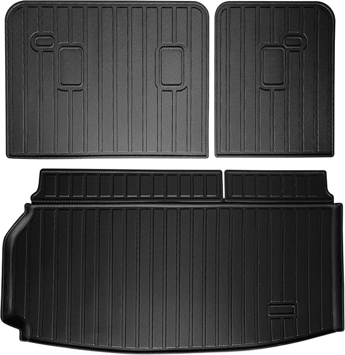 AUXKO All Weather Cargo Mats & Backrest Mat Fit for 2025 2024 Chevrolet Chevy Traverse (7&8 Seat Not for Limited) TPE Back Seat Protector Liner Accessory Odorless Black