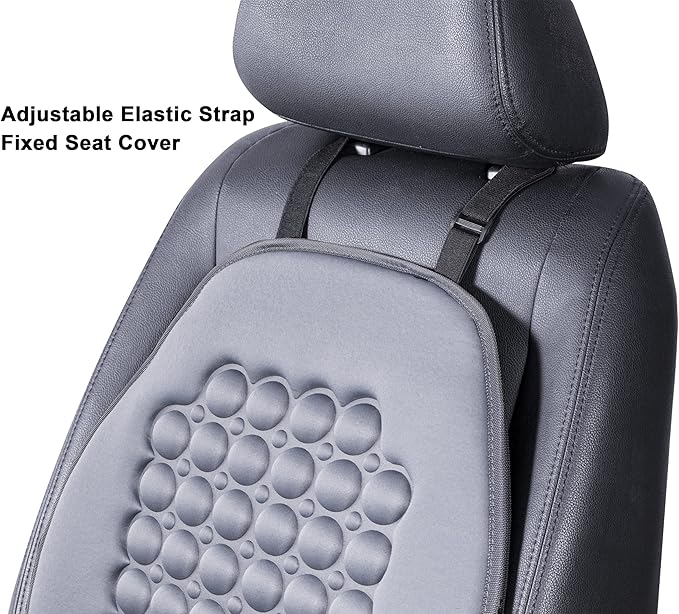 FREMONT AUTO Car Seat Cover Breathable Seat Protector- Made with Premium Polyester Fiber and Massage Magnet Bubble Cushion -Adjustable for Cars Truck SUV Vans, Airbag Compatible (Gray 1PC)