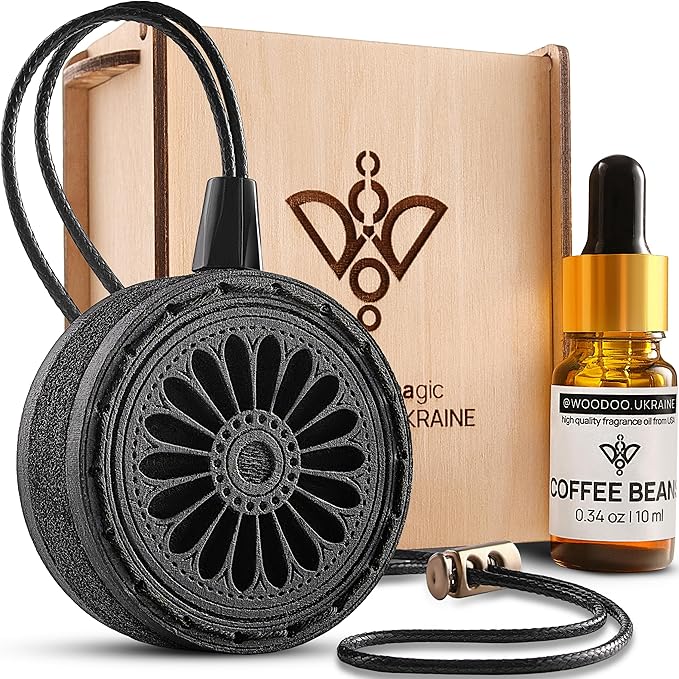 Wood Car Air Freshener — Handmade Air Freshener — Best Wheels Aromatherapy Fragrance Oil Diffuser in Wooden Gift Box — Ready To Gift Set with Coffee Beans Fragrance Oil - 10 ml