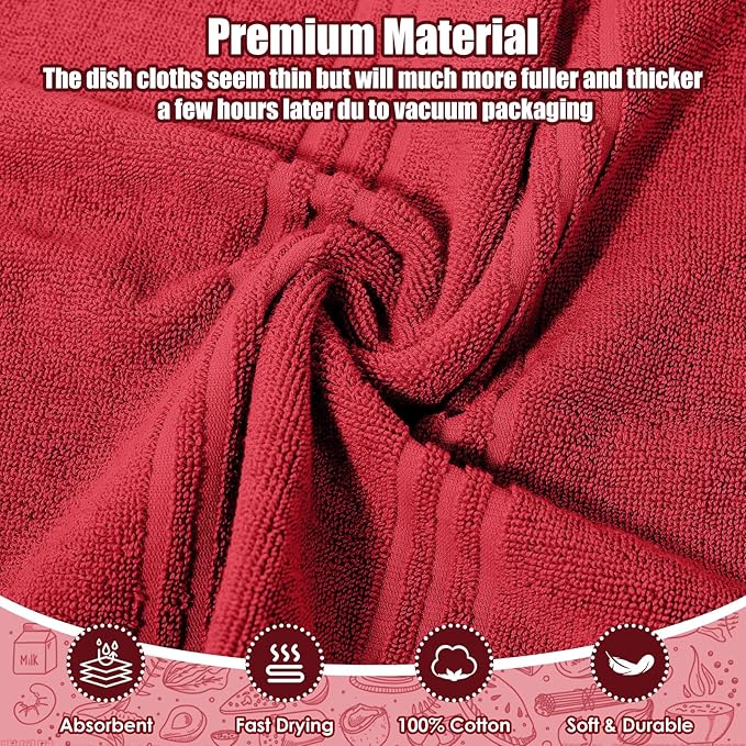 Dish Towels and Dishcloths with Oven Mitts Sets- 100% Cotton Tea Towels for Kitchen- 500 F Heat Resistant Oven Mittens 7.5"x12", Durable Dish Cloths 11.8"x11.8", Absorbent Dish Towels 13.5"x24"