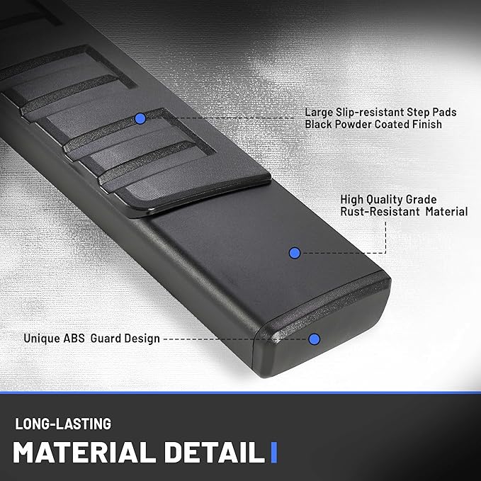 PZ 6" Running Boards Compatible with 2026 Dodge Ram 1500 Quad/Extended Cab New Body Style Black Aluminum Alloy Side Steps Rails Nerf Bar(Only for 2026 Ram 1500 New Body Style)