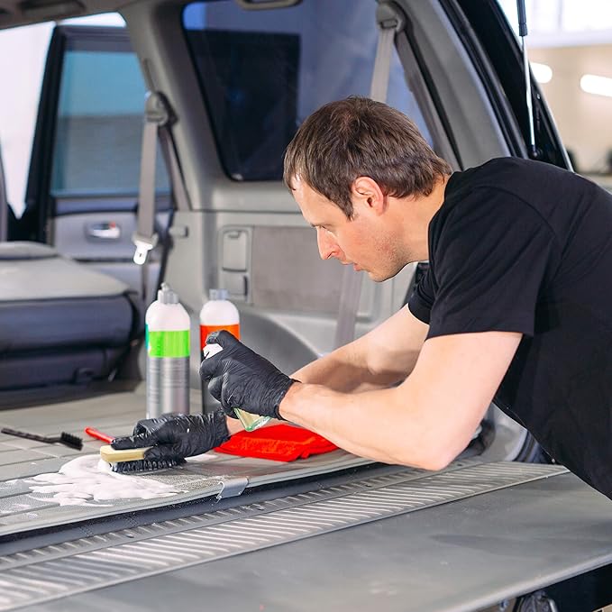 Leather & Textile Shine Brush by TAKAVU, Durable Soft Nylon Bristles, Included Detailing Cleaning Brush, Unique Concave Design Wood Handle for Car Interior Seat Carpet Upholstery Couch Boots Shoes