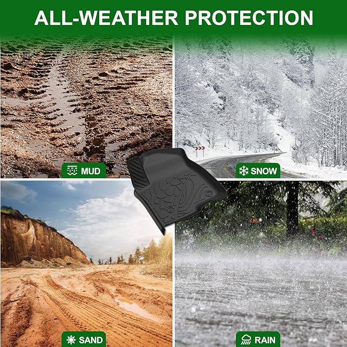 Car Floor Mats Fit for 2019-2025 2026 Chevy Silverado/GMC Sierra 1500, 2020-2026 2500HD/3500 HD Crew Cab (Fit Rear Row Without Under-Seat Storage), All Weather Truck Liners Accessories