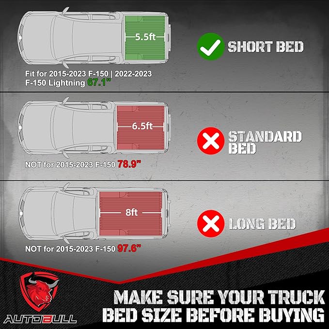 Truck Bed Mat Bed Liner (5.5ft,67.1in) Fit for Ford F-150 2015-2025| F150 Lightning 2022-2025(Not for Pro Access Tailgate or Bed w/Side Storage), All Weather Protection TPE Pickup Car Bed Mat