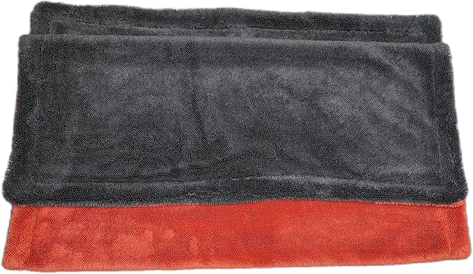 SOFTBATFY 1200 GSM 36" x 24"Dual Sided Microfiber Car Cleaning Drying Towel with Twist Pile, Super Absorbent, Scratch-Free, Machine Washable(Red-Grey)