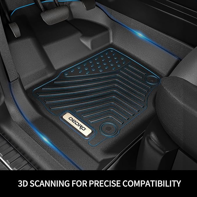 OEDRO Floor Mats Compatible with 2012-2016 Ford F-250/F-350/F-450 SuperCrew/Crew Cab, Custom Fit Front & 2nd Seat 2 Row Liner Set - Black TPE All-Weather Guard