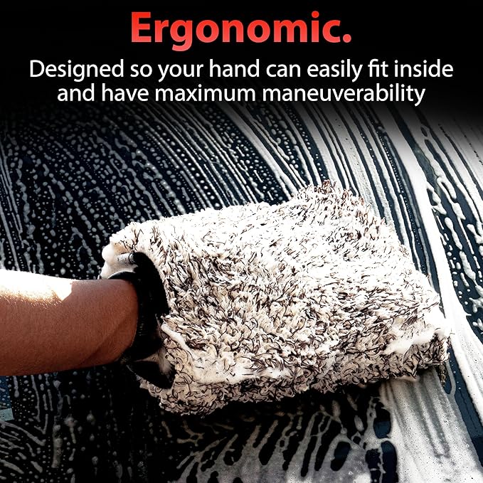 Adam's Polishes Microfiber Car Wash Mitt, Car Sponge Wrapped in Soft, Plush Fiber Cloth Material, Safe Washing with Any Car Soap, Bucket, Foam Gun, Foam Cannon, Other Cleaning Supplies