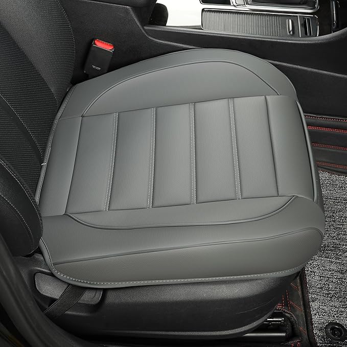 1 Pack Leather Front Car Seat Covers,Bottom Seat Covers for Cars,Driver Car Seat Cover,Luxury Seat Protectors,Waterproof,Anti-Slip,Full Wrap,for Most Vehicles,Sedan,Truck,SUV(Grey)