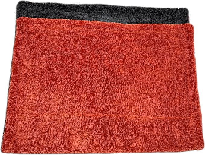 SOFTBATFY 1200 GSM 36" x 24"Dual Sided Microfiber Car Cleaning Drying Towel with Twist Pile, Super Absorbent, Scratch-Free, Machine Washable(Red-Grey)