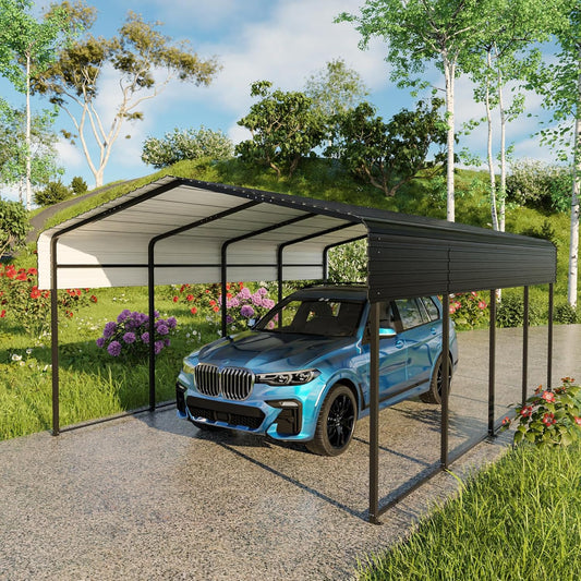 13 x 20 FT Metal Carport with Heavy Duty Galvanized Steel Roof & Durable Frame, Metal Car Garage, Sturdy Canopy Shelter for Car, Truck, Pickup, SUV, Tractor, and Boat