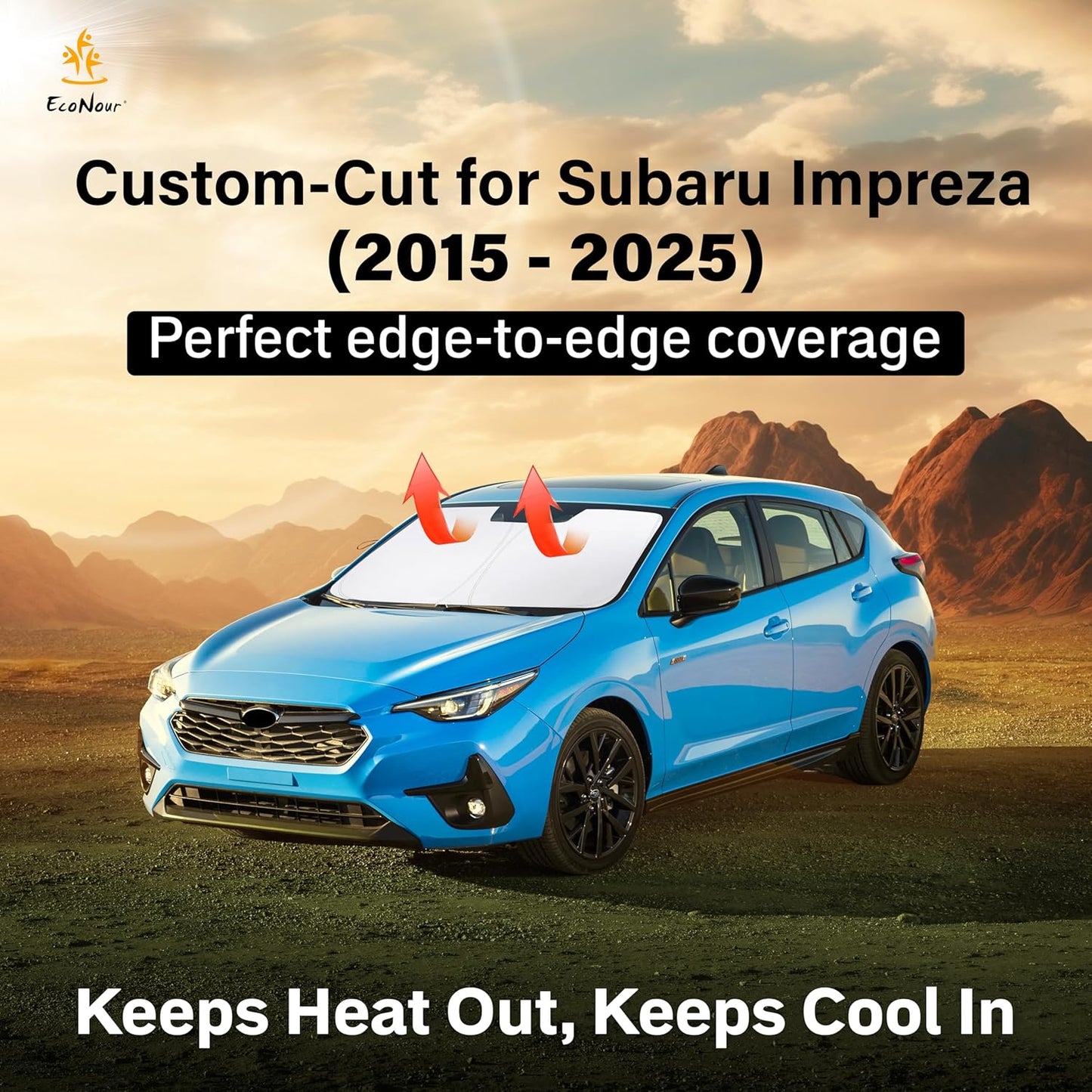 Subaru Impreza 2015-2025 Car Windshield Sunshade - EcoNour 240T Polyester Material Cars Sun Visor Reflector - Blocks UV Rays - Foldable Sunshade Interior Protection-Subaru Impreza Accessories