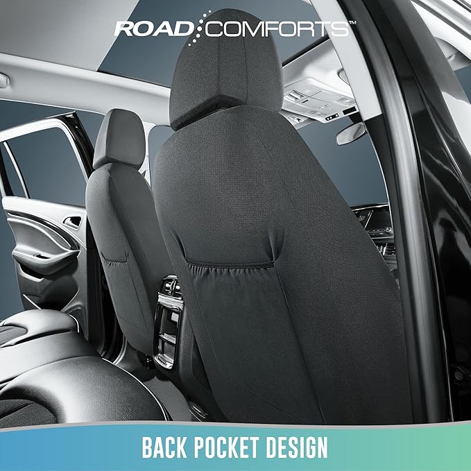 Road Comforts Car Seat Cover Full Set, Leather Mesh Seat Covers, Airbag Compatible, Universal Fit for Most Cars, SUVs, Trucks, and Vans - Red