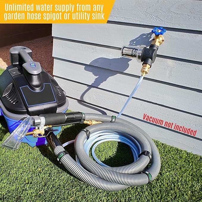 Hi Detail Shop Vac Extractor Kit with Wand and Hose, Adapter Converts Vacuum to carpet & upholstery Extractor for auto detailing & home