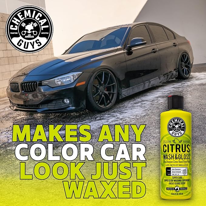 Chemical Guys Citrus Wash & Gloss Foaming Car Wash Soap - High Suds Formula for Foam Cannons, Foam Blasters, or Bucket Washes - Safe on Paint, Clear Coat, and Wax, Citrus Scent - 64 oz (Half Gallon)