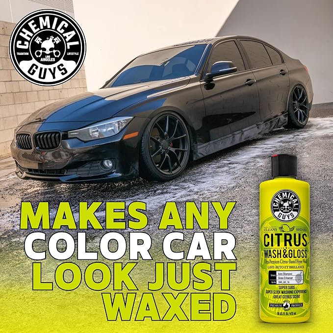 Chemical Guys Citrus Wash & Gloss Foaming Car Wash Soap - High Suds Formula for Foam Cannons, Foam Blasters, or Bucket Washes - Safe on Paint, Clear Coat, and Wax, Citrus Scent - 16 oz