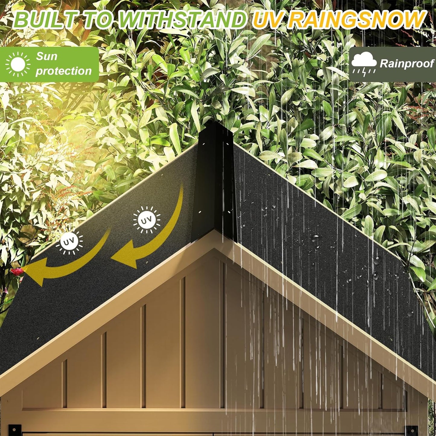 Outdoor Storage Cabinet with Shelf, Wood & Metal Storage Shed with Lockable Doors & Sloping Roof, Outdoor Cabinets Weatherproof for Patio Backyard, Garden Shed Tool Shed and Accessories, Brown