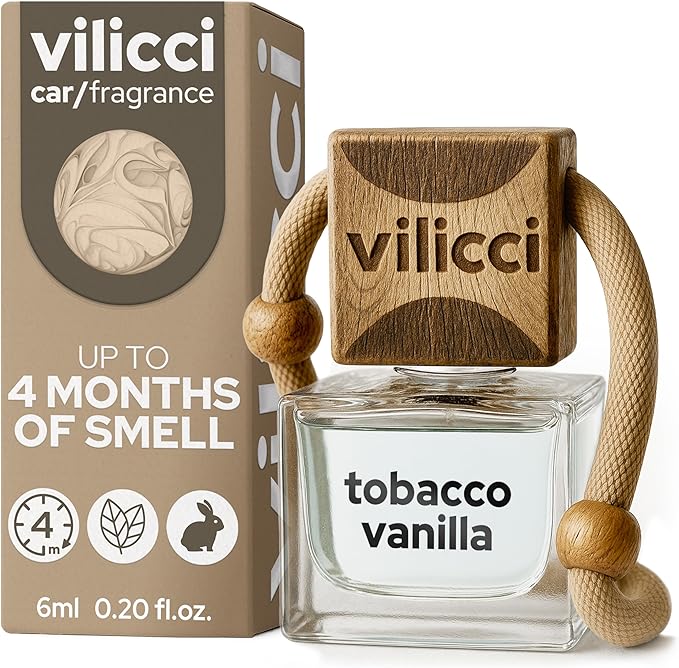Vilicci Tobacco Vanilla Car Air Freshener – Premium Auto Perfume & Car Diffuser | Sophisticated & Timeless Scent | Long-Lasting Up to 120 Days | Odor Eliminating | Vegan, Cruelty-Free Car Perfume